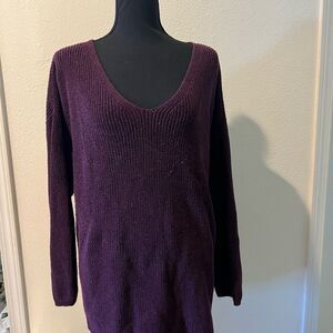 a.n.a Rich Purple V-Neck Sweater